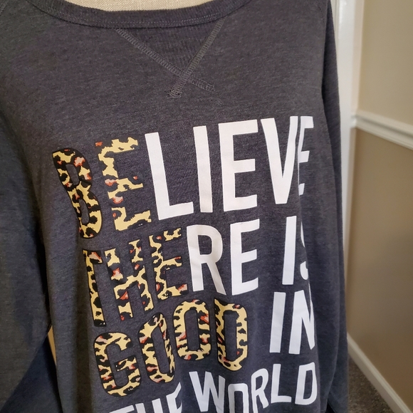 LOL | Women's gray with animal-print and white text graphic sweater. NWT - Picture 4 of 7